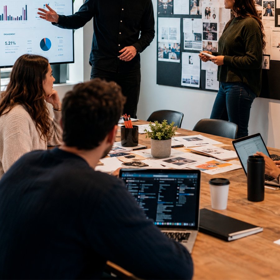 Team working together at a studio table